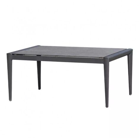 Table jardin 160 cm plateau verre trempé pieds métal - LOKI