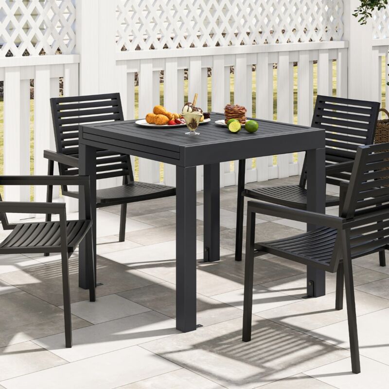Table Jardin Extensible Aluminium Ajustable 80 à 160 cm pour 4-6 Personnes Gris Foncé CW37771