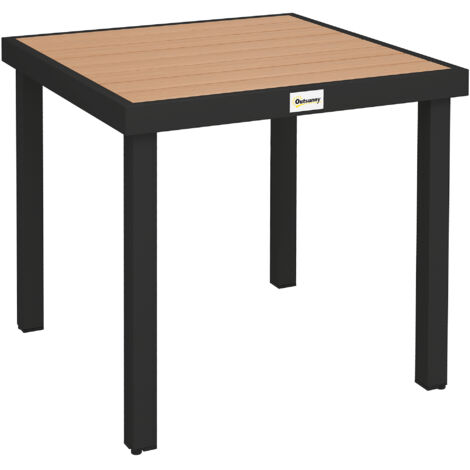 Table jardin plastique 78x78x74cm cadre aluminium étanche pour 4 personnes balcon terrasse patio noir.