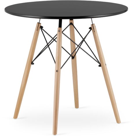 Table JUST HOME BLACK, scandinave, ronde, hêtre clair, 80 x 80 x 72 cm, noir