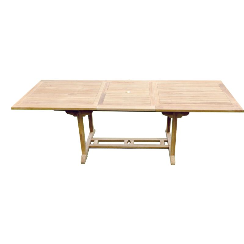 Concept-usine - Table de jardin extensible 6 places en teck brut kajang - brown