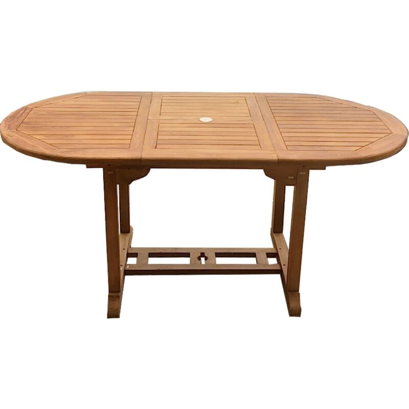 Table Kajang 6 : table de jardin ovale extensible en teck brut 6 personnes