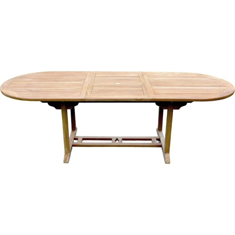 Table de jardin ovale extensible 10 places en teck brut kajang - wood