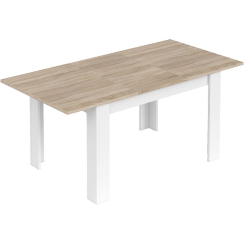 Kit table extensible Kendra cm 140/190x90x78h blanc/panneau agglome're' me'lamine' chene