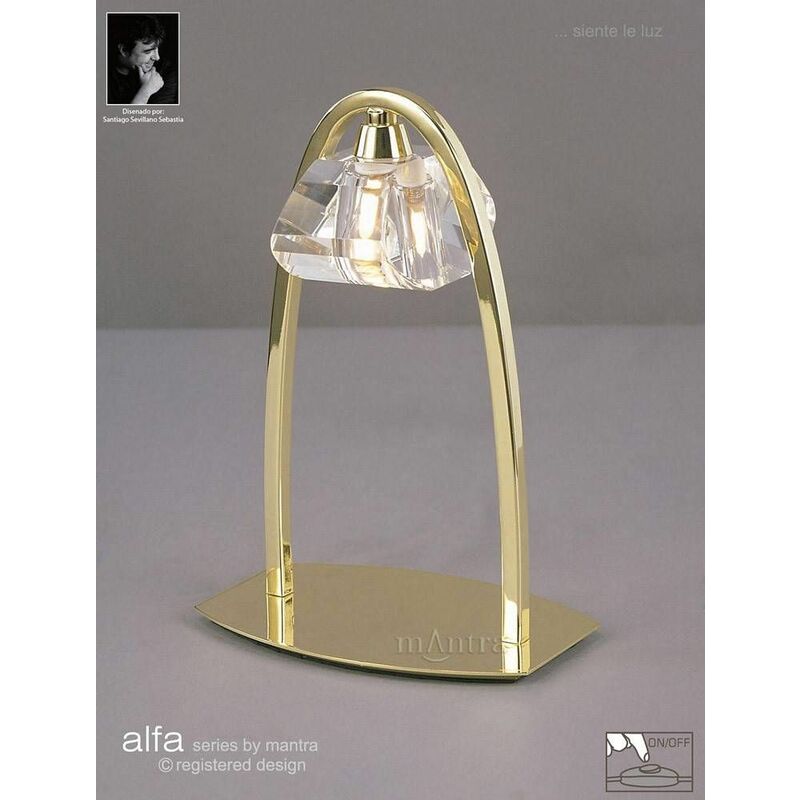 09diyas - Table lamp Alfa large 1 Bulb G9, polished brass