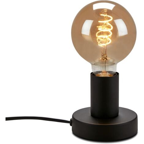 Table lamp - Bedside lamp - Design and functional - 1 x E27 max. 10 W with cable switch Black 100 x 90 mm