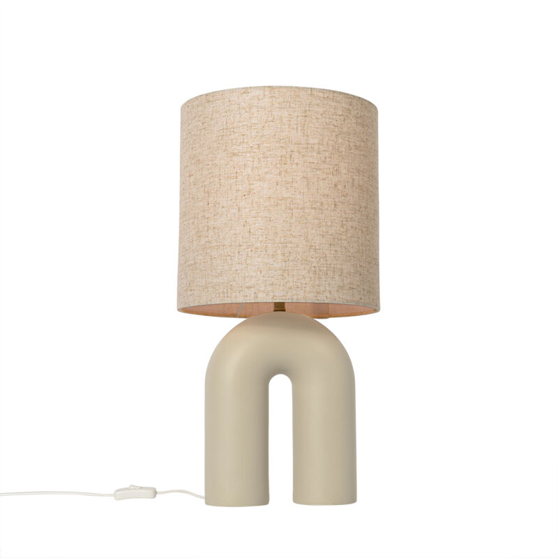 Qazqa Scandinavian Table Lamp Beige With Linen Shade Beige - Lotti