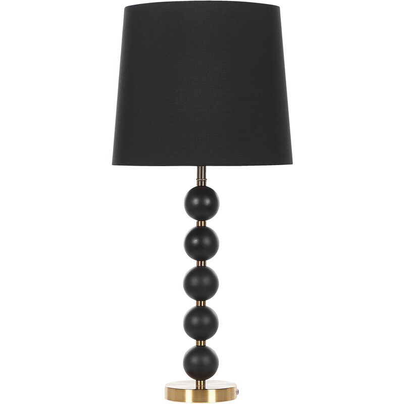 Table Lamp Black and Gold Glamour Decorative Beads Linen Fabric Assonet