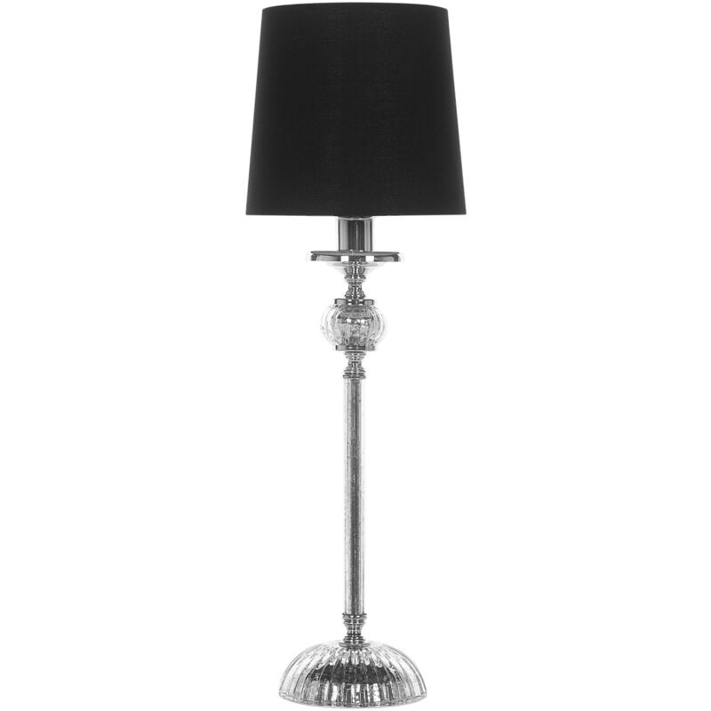 Vintage Glam Living Room Bedside Table Desk Lamp Light Silver Black Kubena - Black