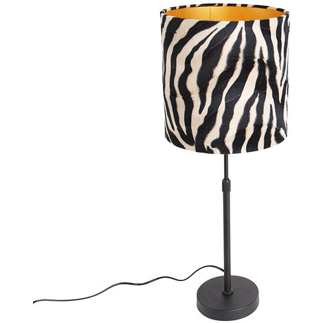 Table lamp black shade zebra design 25 cm adjustable - Parte - Zebra print