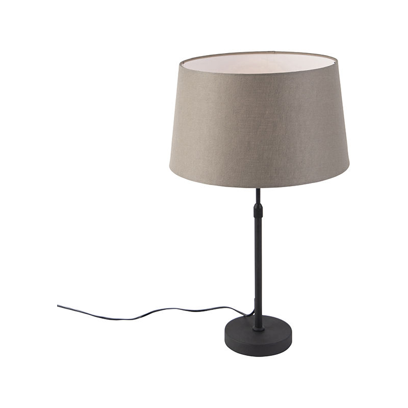 Table Lamp Black With Linen Shade Taupe 35 Cm Adjustable - Parte - Taupe