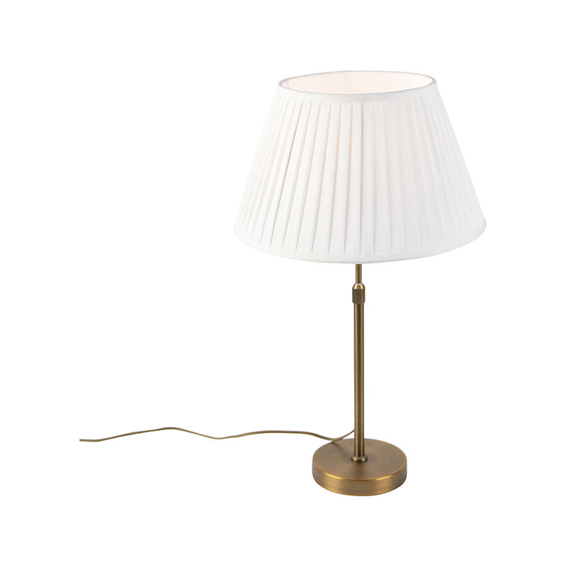 Table Lamp Bronze with 35cm Plisse White Shade - Parte