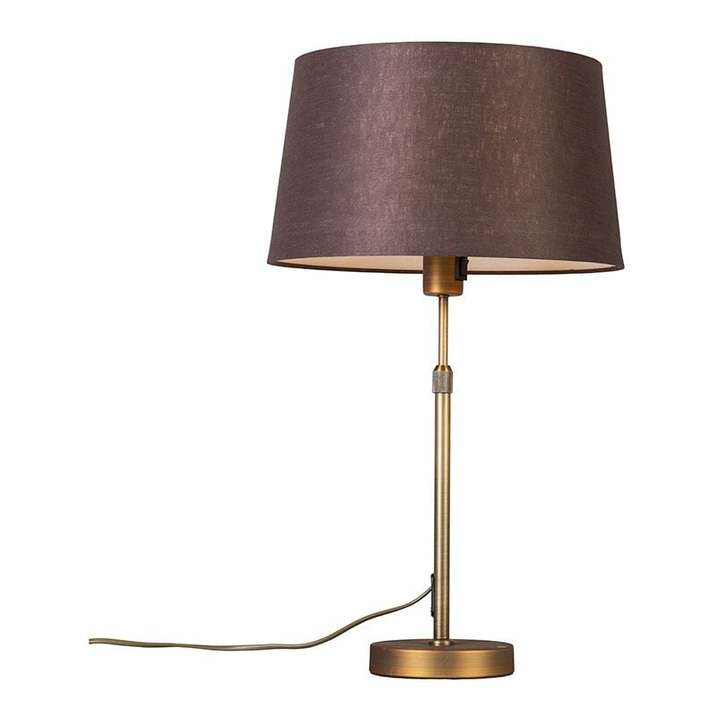 Table Lamp Bronze with Brown Lampshade 35 cm Adjustable - Parte