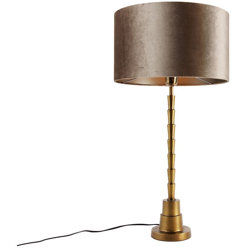 Image of Table Lamp Bronze with Velvet Shade&hellip;
