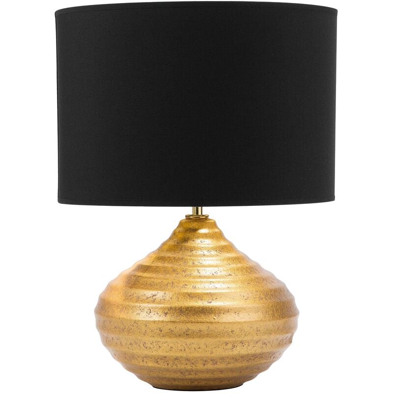 Modern Traditional Living Room Bedroom Table Lamp Ceramic Gold Black Kuban