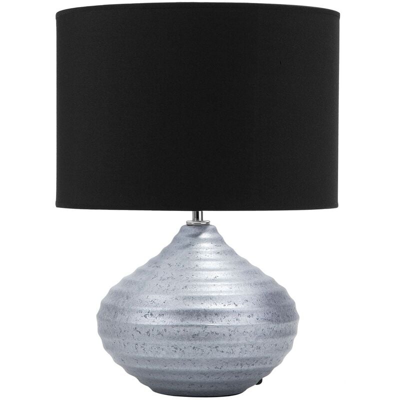 Modern Traditional Living Room Bedroom Table Lamp Ceramic Silver Black Kuban