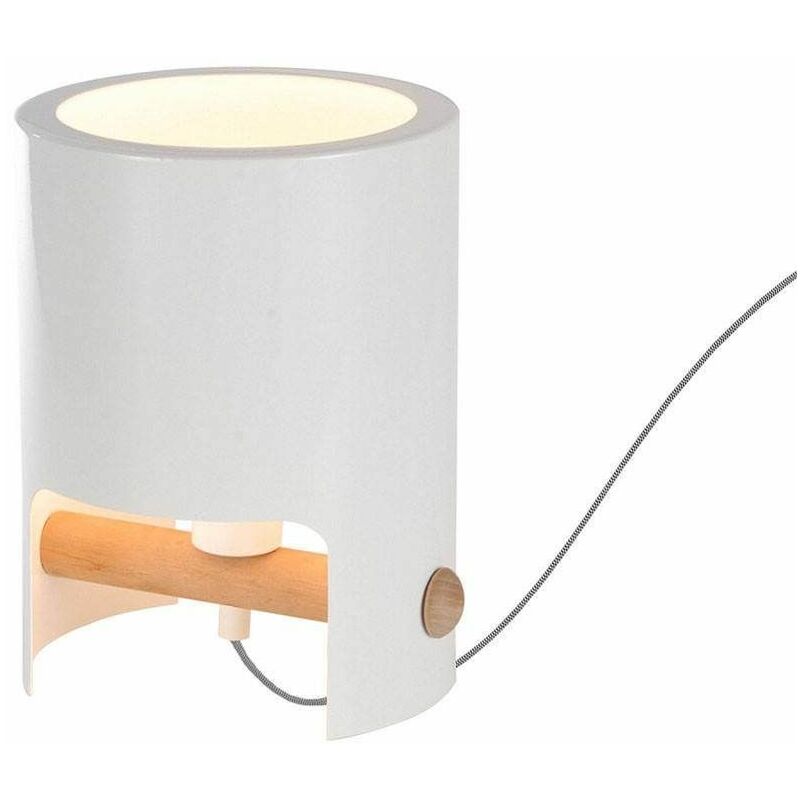 09diyas - Table lamp Cube Tall 1x40W, white Metal / Wood