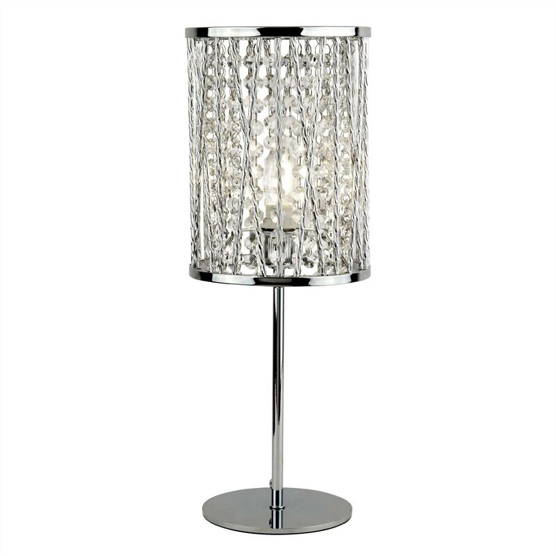 Searchlight Elise - 1 Light Table Lamp Chrome, Crystal Drops, E14