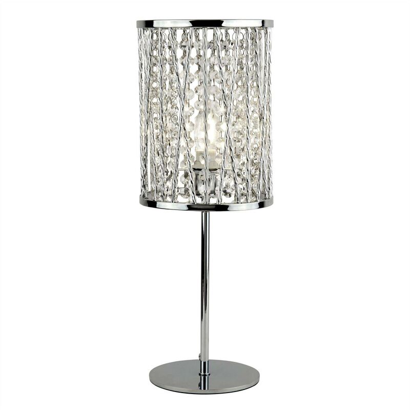 Elise - 1 Light Table Lamp Chrome, Crystal Drops, E14 - Searchlight