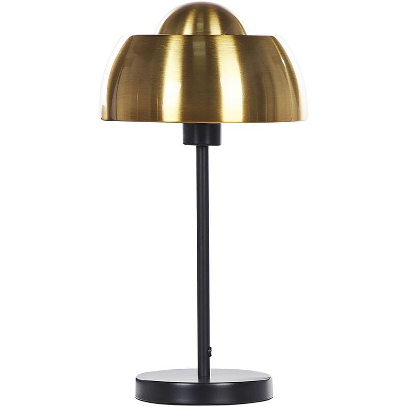 Table Lamp Glam Gold with Black Bedside Reading Light Dome Shade Senette - Black