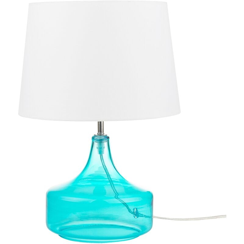 Modern Bedside Table Lamp Light Clear Glass Turquoise with White Erzen