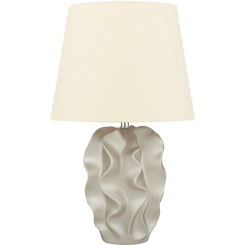 Modern Eclectic Ceramic Textured Base Bedside Lamp Table Light Gold Allika