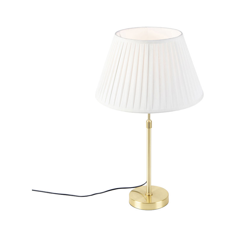 Table Lamp Gold/Brass with Pleated Lampshade Cream 35 cm - Parte