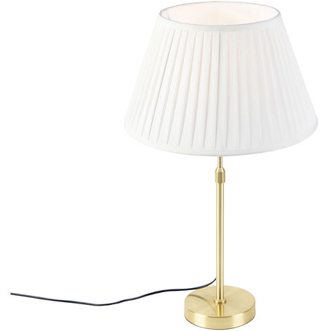 main image of "Table lamp gold / brass with pleated shade cream 35 cm - Parte"