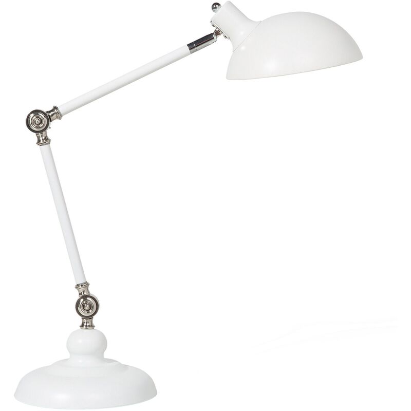Modern Adjustable Desk Lamp White Metal Office Study Light Round Shade Meramec