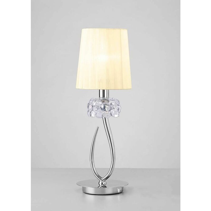 Table lamp Loewe 1 Bulb E27 Small, polished chrome with Cream shade