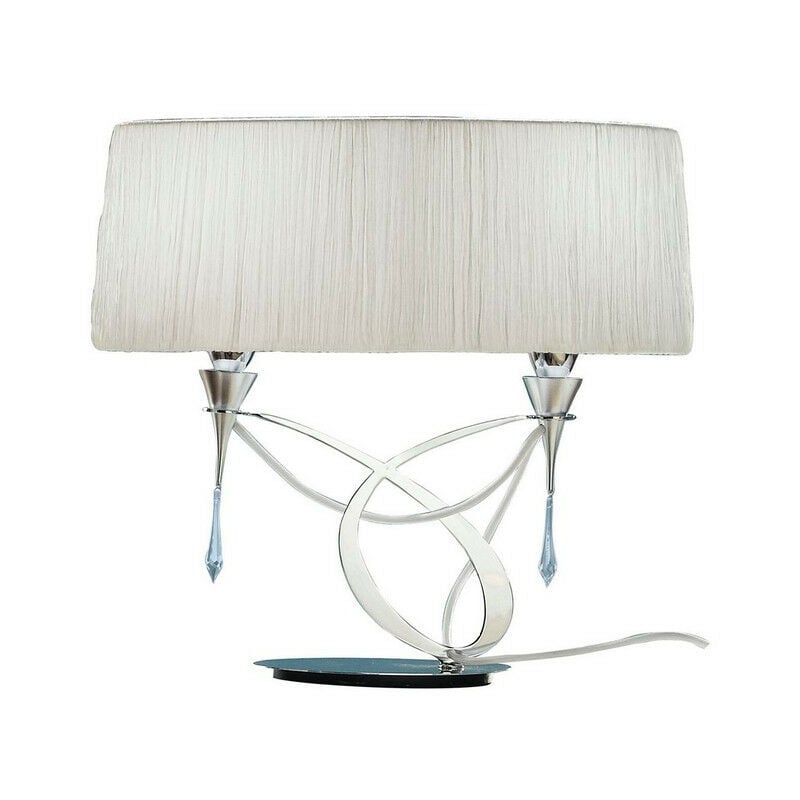 Inspired Mantra Fusion Lucca Table Lamp 2 Light E27 Small, Polished Chrome With White Shade & Clear Crystal