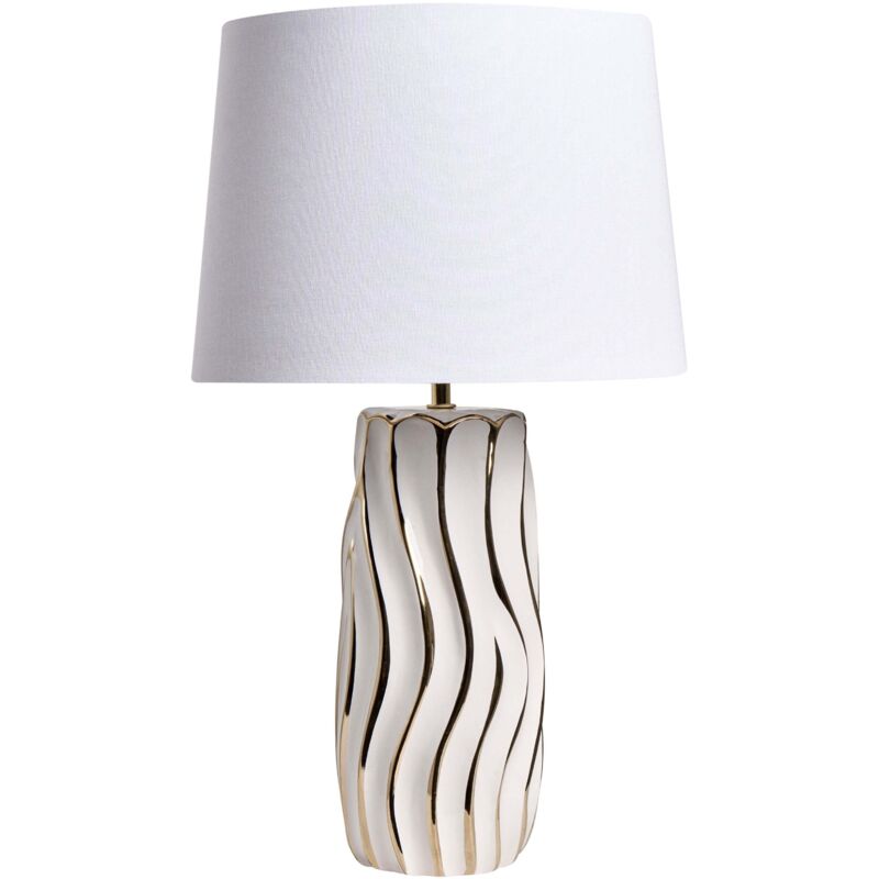 Image of Table Lamp White Ceramic Base Linen&hellip;