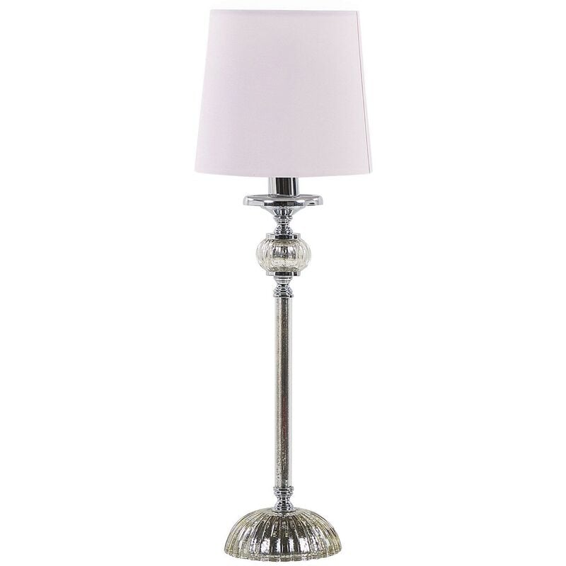 Beliani - Vintage Glam Living Room Bedside Table Desk Lamp Light Silver Pink Kubena