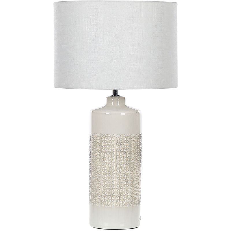 Table Lamp Scandinavian Off-White Ceramic Base Shade Texture Glossy 59 cm Anseba