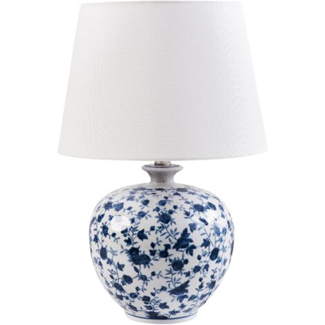 Table Lamp SILVES Porcelain White/ Blue