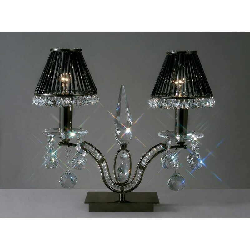 09diyas - Table Lamp Tara 2 Bulbs black chrome / crystal