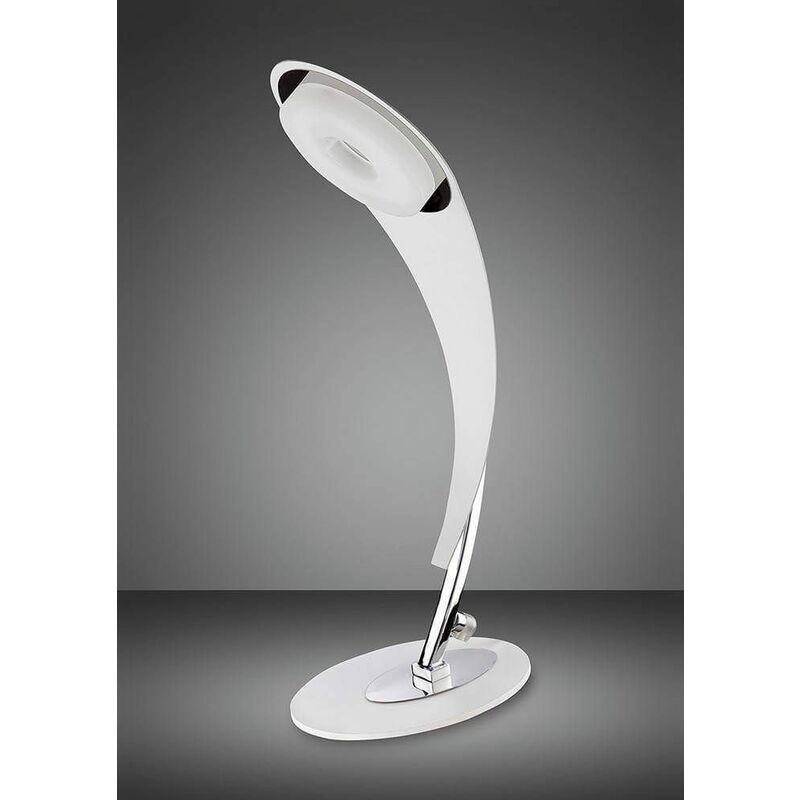 Table lamp Tess 1 Bulb 5W LED 3000K, 450lm, matt white / frosted acrylic / polished chrome