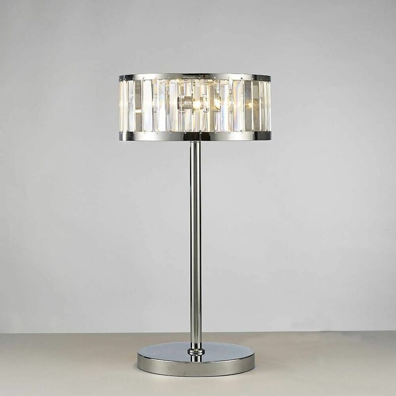 Diyas - Table Lamp Torre 3 Bulbs Polished Chrome/Crystal