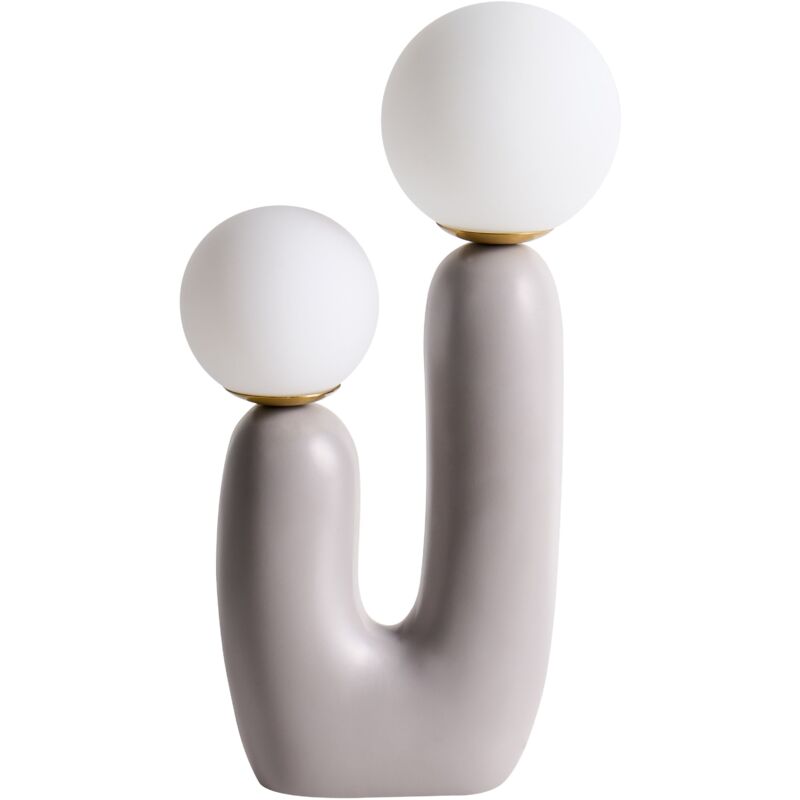 Image of Table Lamp Grey Resin Base Round&hellip;