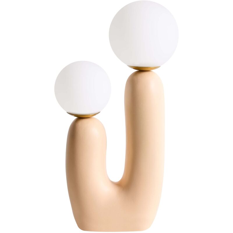 Image of Table Lamp Beige Resin Base Round&hellip;