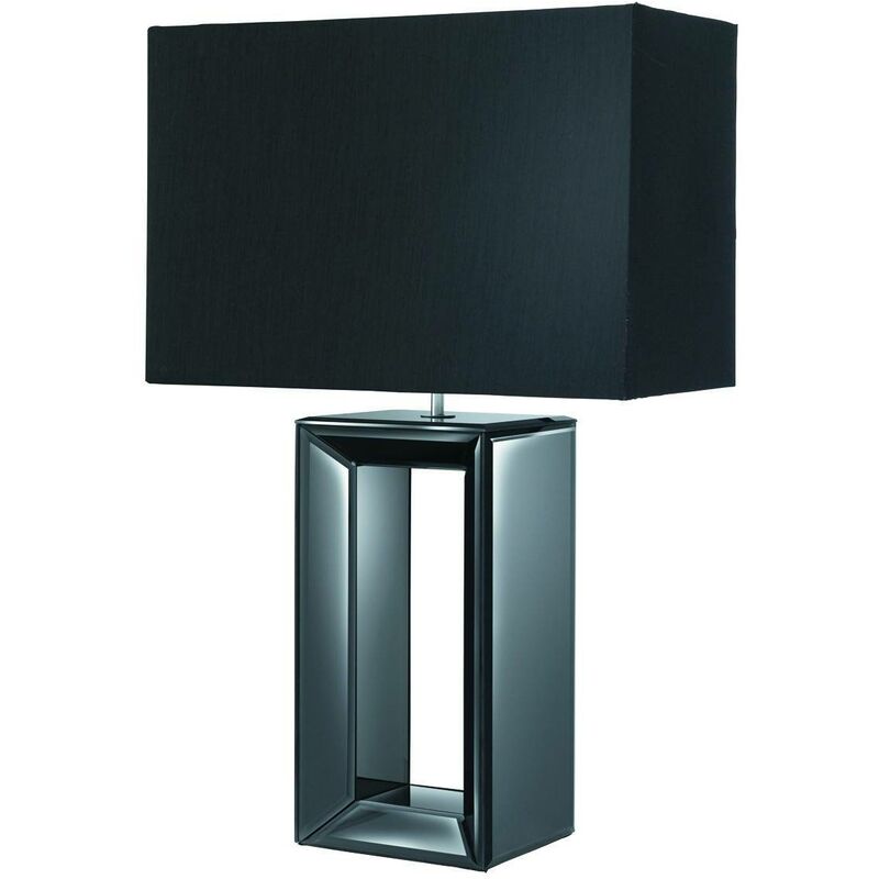 Mirror - 1 Light Table Lamp Black Mirror with Shade, E27 - Searchlight