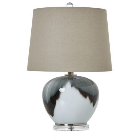 Table Lamp with Linen Shade - Glass - L36 x W36 x H50 cm - Grey