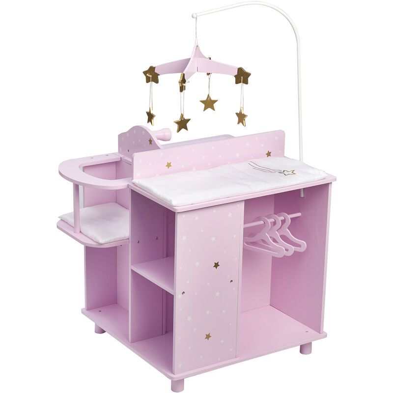 Teamson Kids - Table à langer poupon poupée Twinkle Stars Princess rangement bois jeu TD-0203AP - Violet