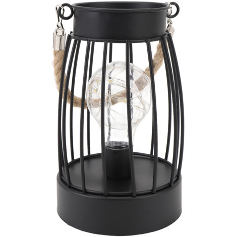 Table Lantern Vintage Warm Light Metal Portable Battery Powered Decorative Lantern for Home Living Room Yard
