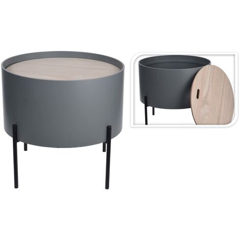 Table latérale avec bac de stockage MDF et métal Gris Home&Styling - Gris