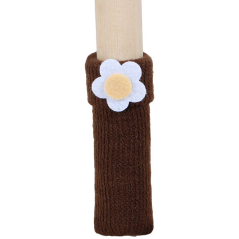 Table Legs Socks Double Knitted Chair Stool Legs Socks Thickened Wear Resistant Furniture Silent Cover Floor Protector Cuffed Brown