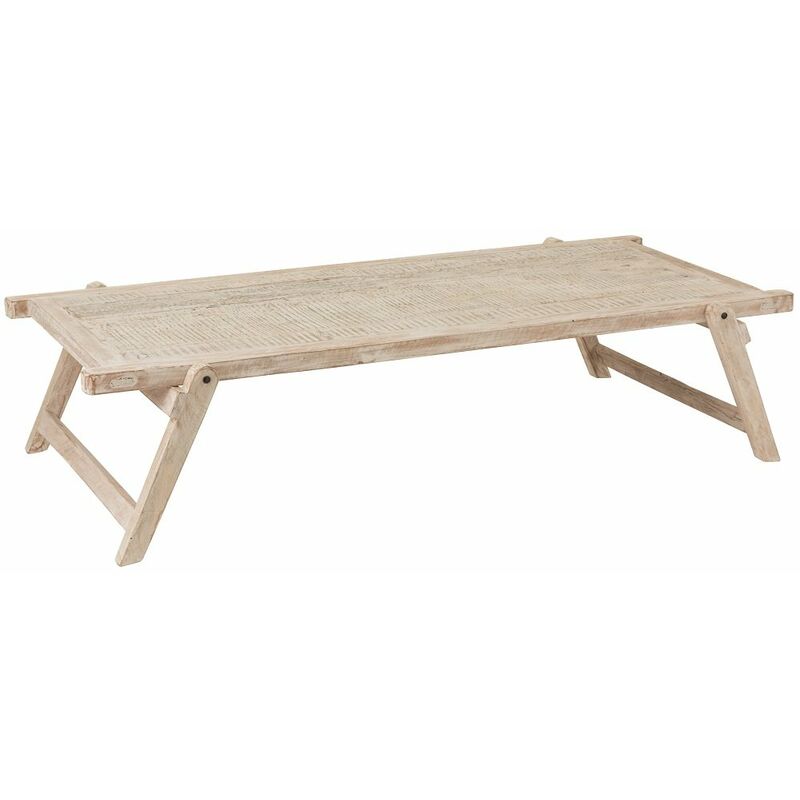 Table lit militaire CYBA en bois recyclé blanc délavé. - natural