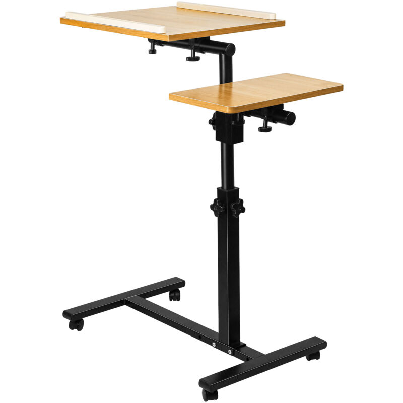 Haloyo - Table lit pliante à roulettes - Bureau portable réglable pour salon/chambre Couleur du bois