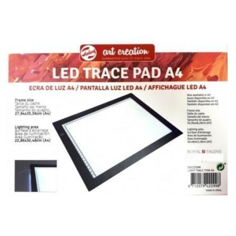 Table lumineuse - A4 - LED - Noir et blanc - 36 x 27 x 0,8 cm