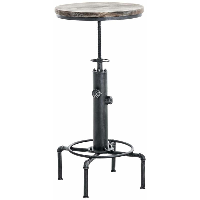 CLP - Table de style industriel en fer et bois de bois Table ronde réglable différentes couleurs Couleur : Argent ancien